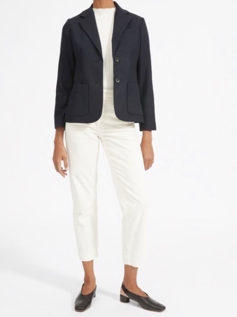 Everlane Wool Blend Academy Blazer Navy Blue Women’s 4 quiet luxury preppy
